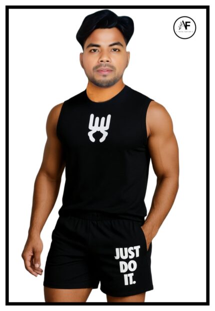 PowerFlex Black Combo – Sleeveless Tank Top & Shorts Set